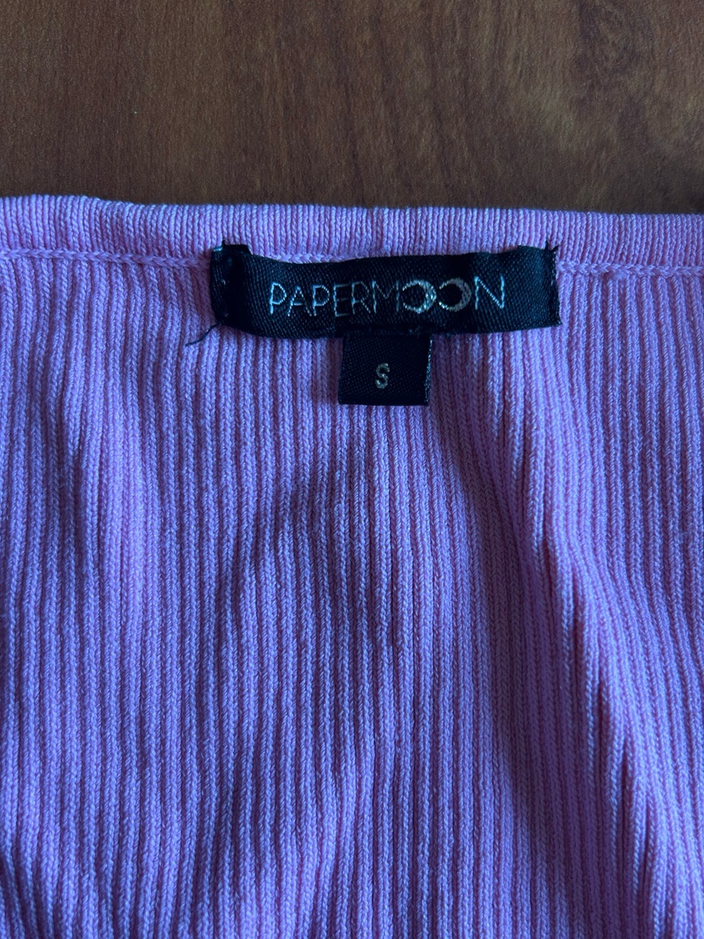 Papermoon Pink Ribbed Crop Top - Picture 3 of 3